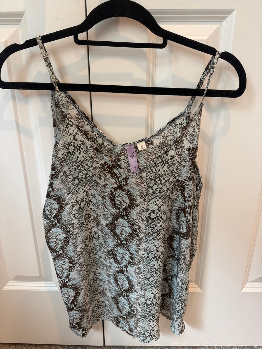 Alya Blue and Brown Snake-Print Satin Cami